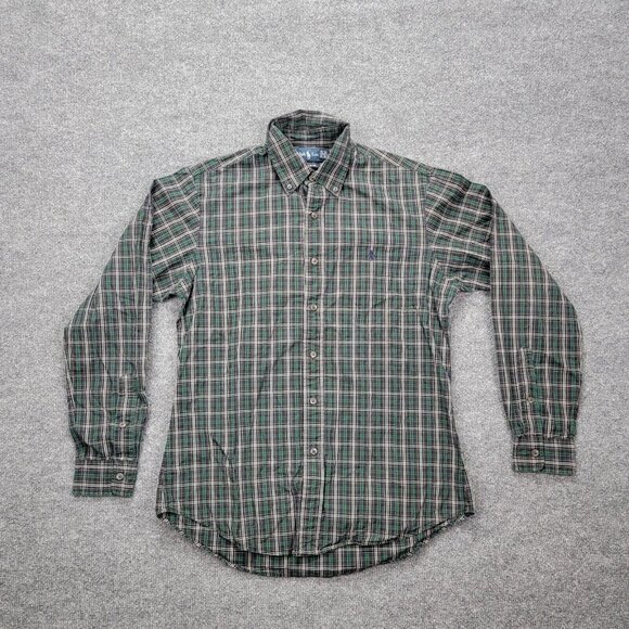 Ralph Lauren Shirt Mens Medium Green Plaid Button Down Long Sleeve Preppy Casual - Picture 1 of 9